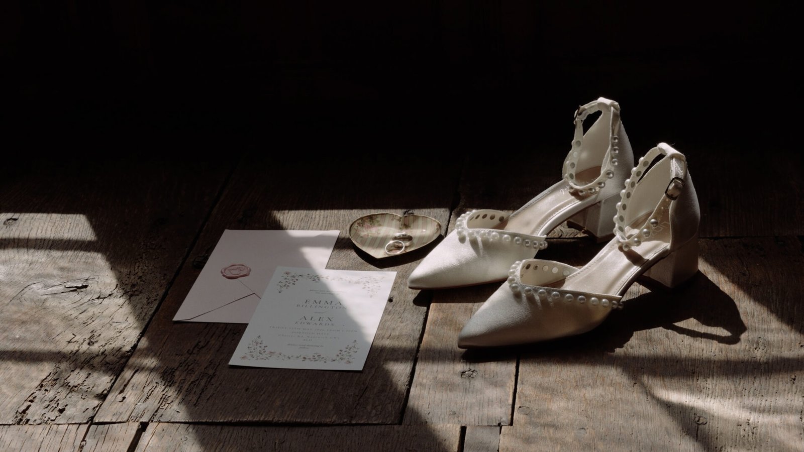Bridal prep details against the old wooden walls at Dorfold Hall
