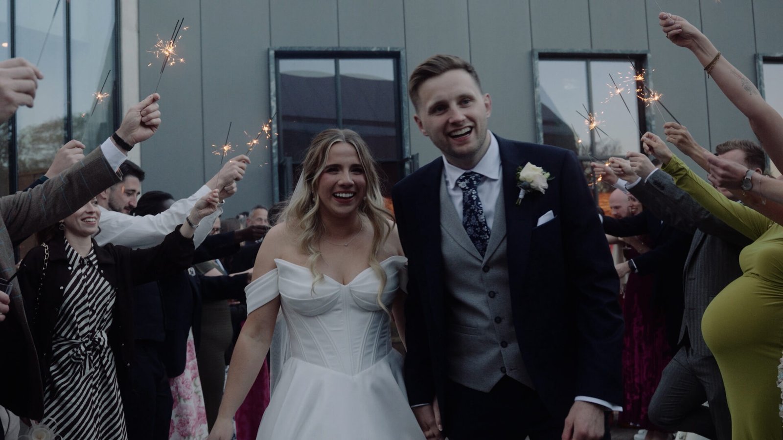 Sparkler tunnel for Emma and Alex at Dorfold Hall, Cheshire